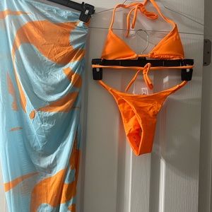 Brand New Matte Collection Swim orange bikini swim